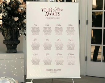 Luxury Old Money Wedding Seating Chart, Elegant Seating Plan Template, Vintage Seating Arrangement Chart, Canva Editable, Printable OM02