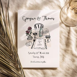 Vintage SAVE THE DATE Template | Hand Drawn Illustrated Invite | Whimsical Wedding Announcement Invitation | Digital Download Printable