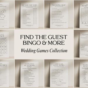 Wedding Table Games Template, Editable Wedding Activities Bundle, Find The Guest Bingo, Wedding Word Search, Printable, Instant Download