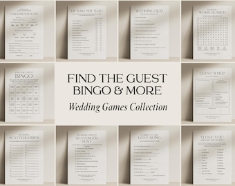 Wedding Table Games Template, Editable Wedding Activities Bundle, Find The Guest Bingo, Wedding Word Search, Printable, Instant Download