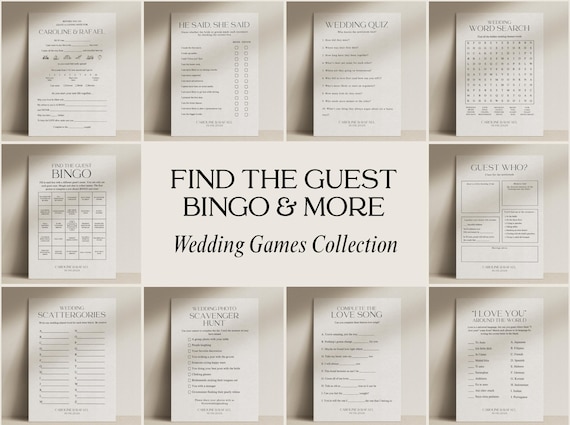Wedding Table Games Template, Editable Wedding Activities Bundle, Find The Guest Bingo, Wedding Word Search, Printable, Instant Download