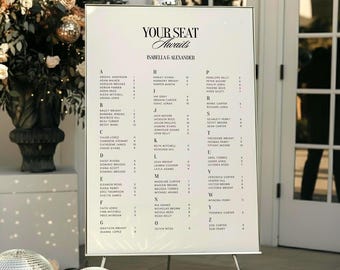 Luxury Old Money Wedding Seating Chart Sign, Alphabetical Seating Chart Template, Table Seating Chart, Canva Editable, Printable OM02