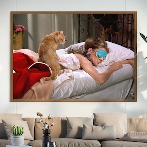 Poster di Colazione da Tiffany, stampa di Audrey Hepburn, stampa vintage, decorazione da parete per amanti dei gatti, stampe fotografiche, stampa fotografica di qualità museale 103
