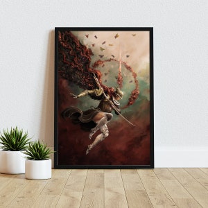Elden Videospiel Kunst, Malenia Leinwand, Elden Spiel Poster, Gaming Leinwand, Elden Leinwand Druck, Ring Wandkunst, Spielraum Leinwand, Wanddekor