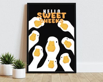 Duck Print: 'Hello Sweet Cheeks' Animal Canvas Wall Decor