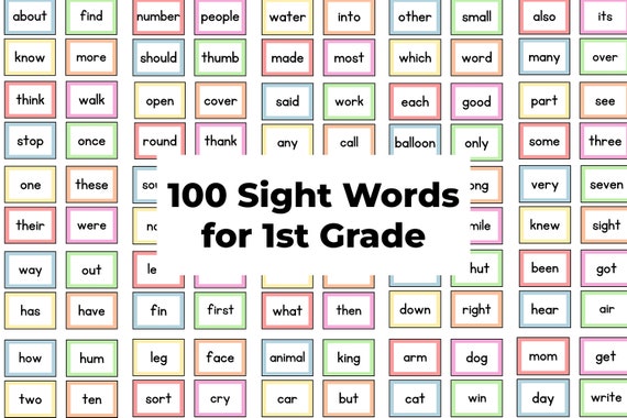100 1st grade Sight Word Flashcards | First Grade Learn to Read | Beginner Reader grade 1 | First grade Sight Words | 1st grade printables