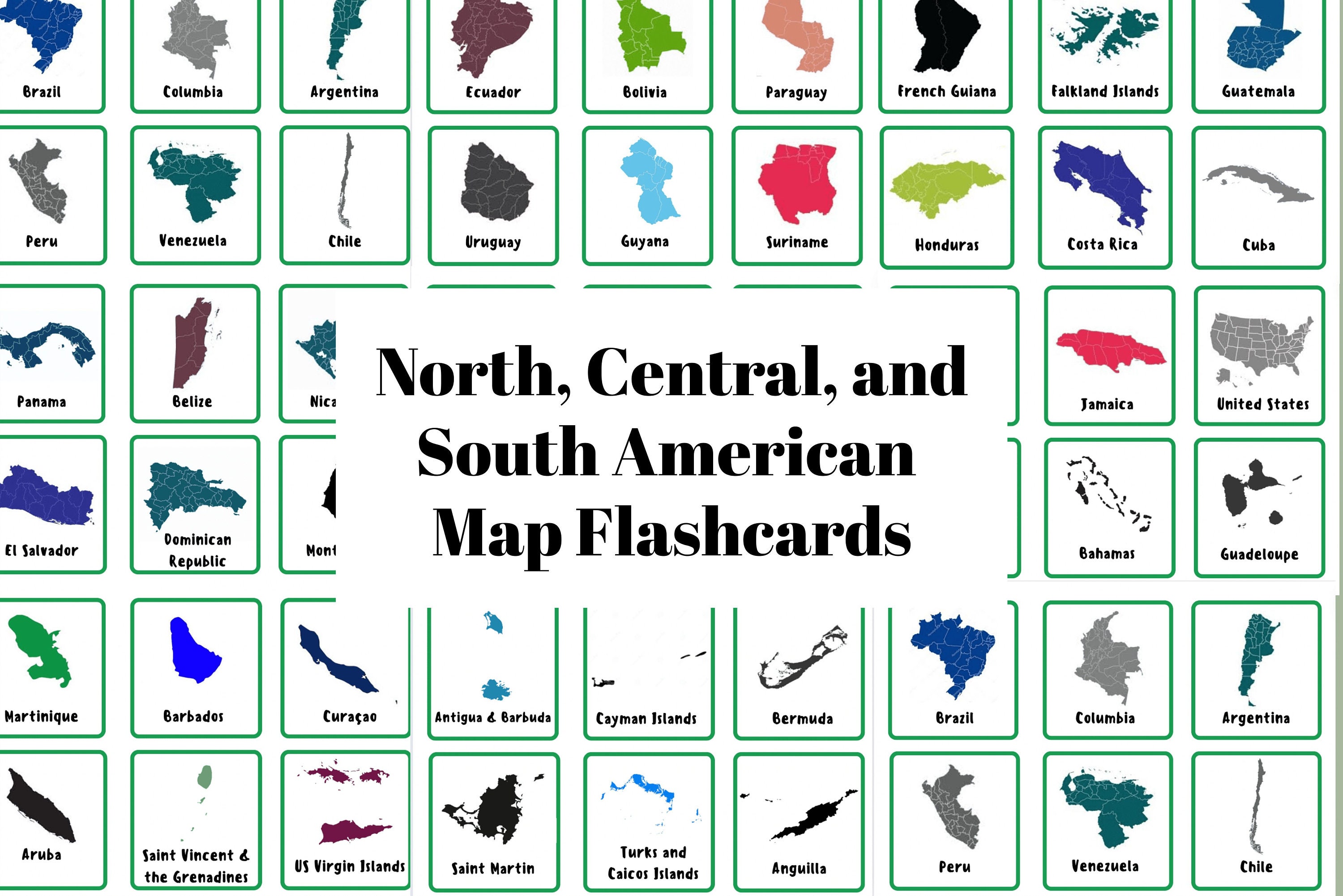 North, Central, & South American Country Map Flashcards | Geography | Learn the Americas| Elementary and Middle School | Summer Learning