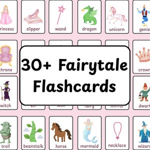 Sprookjesprinses Flashcards | Verjaardagsfeestje met prinsessenthema | Sprookjes vertellen voor kinderen | Woorden leren leren voor kinderen