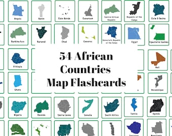 50+ African Country Vector Map Flashcards | Geography | Learn the African Countries| Elementary & Middle School | Summer Learning Supplement