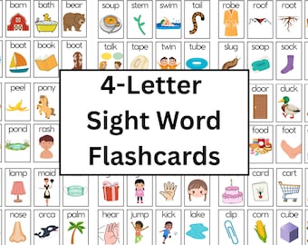 4-Letter Sight Word Flashcards | Kindergarten and 1st Grade Vocab | Reading for Kindergarten | 1st grade words with pictures | Early Readers
