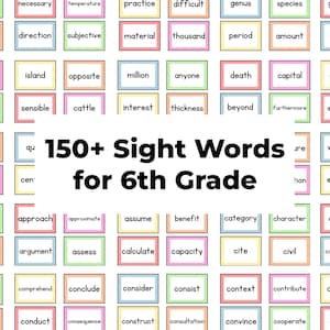 150+ Sight Word-flashkaarten voor het 6e leerjaar | Woordenschat zesde leerjaar | Leesniveau zesde leerjaar | Leer gezichtswoorden | Curriculum 6e leerjaar | Niveau 6