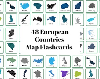 European Country Vector Map Flashcards | Geography | Learn the European Countries| Elementary & Middle School | Summer Learning Supplement