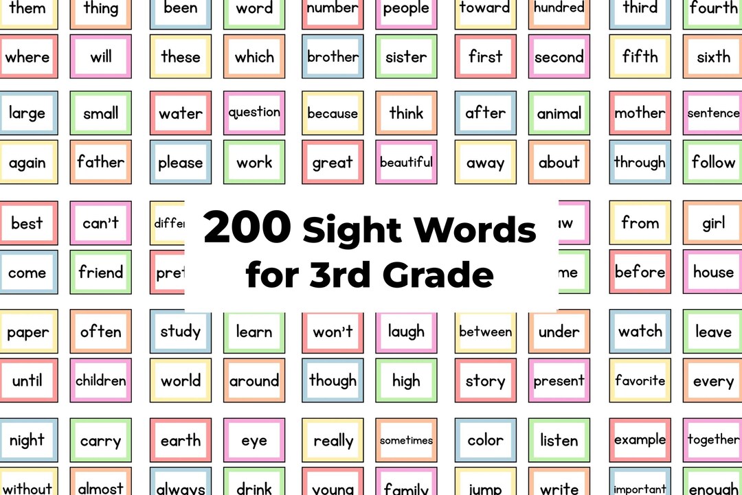 200 3rd Grade Sight Words Flashcards | Third Grade Vocabulary | 3rd ...