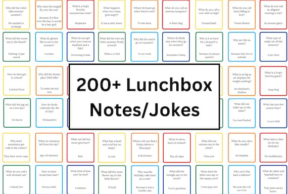 200+ Lunchbox Jokes & Riddles: Printable Kids' Lunch Notes (Digital Download)