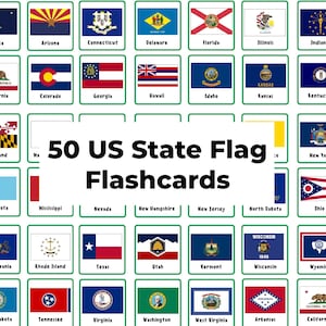 50 US State Flag Flashcards | Learn the National Flags of the United States of America | American Geography Learning Aid | 50 US State Flags