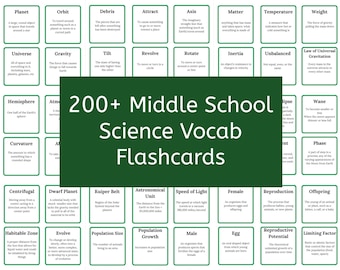 Middle School Science Vocabulary Flashcards | Geology, Archaeology, Earth, Space Science Vocab | Middle School Science Lesson Plan Curricula