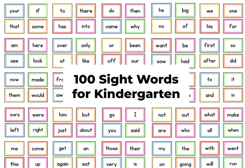 Kindergarten Sight Word Flashcards Kindergarten Vocab Reading Level