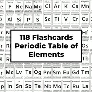 118 Tableaux périodiques des éléments | Apprendre le tableau périodique | Flash Cards Chimie | Apprentissage du nombre atomique et de la masse atomique