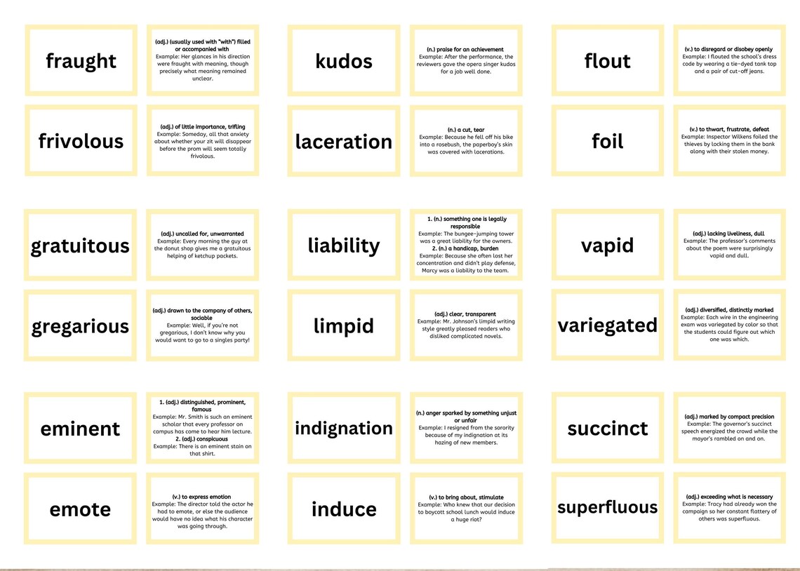 450+ Test Prep Vocab Flashcards SAT/ACT/PSAT | Improve Vocabulary Teens ...