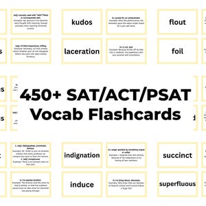 450+ Flashcards de vocabulário de preparação para teste SAT/ACT/PSAT | Melhore o vocabulário para adolescentes e adultos | 486 Flashcards de vocabulário | Palavras cruzadas Vocabulário comum