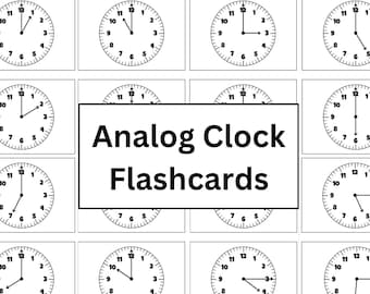 Analog Clock Flashcards for Grades Pre-K to 2nd grade | Learn How to Read a clock | Learning to Tell Time Flashcards | Telling Time for Kids