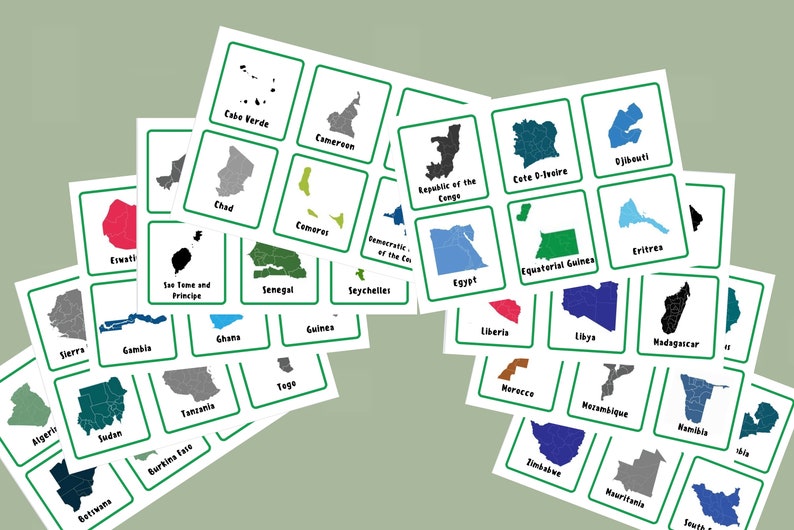 African Country Map Flashcards: Geography Learning (digital Download ...