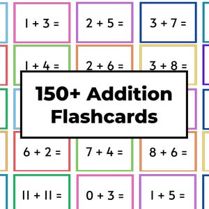 Plus de 150 cartes-éclair pour additions simples | Mathématiques 1ère année | Mathématiques 2e année | Cartes Flash supplémentaires | Travail de mathématiques à l'école primaire | Ajout de début