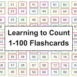 Apprendre les chiffres de 1 à 100 cartes mémoire | Apprendre à compter pour le préscolaire et la maternelle | Comptez jusqu'à 100 cartes mémoire | Flashcards colorés