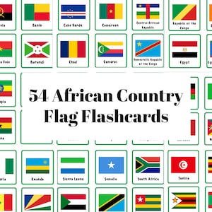 50+ African Country Flag Flashcards | Geography Fun | Learn the African Countries| Elementary & Middle School | Summer Learning Supplement