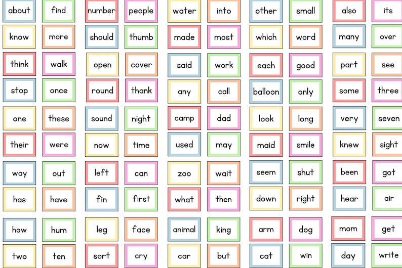 all 100 sigh word flashcards for 1st graders