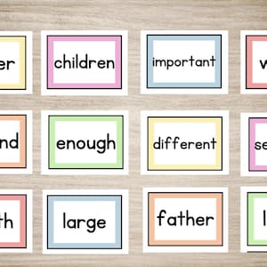 Puede incluir: Se muestran doce tarjetas con palabras como "papel", "ni&ntilde;os" e "importante". Cada tarjeta tiene un fondo blanco con texto negro, enmarcado por un borde de color. Las tarjetas est&aacute;n dispuestas en tres filas de cuatro.