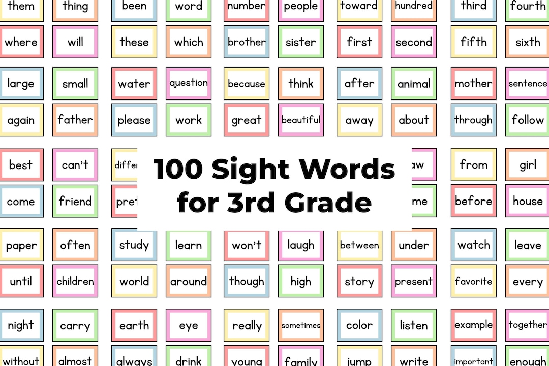 3rd Grade Sight Word Flashcards | Third Grade Vocabulary | 3rd Grade ...