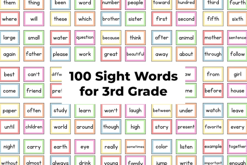 3rd Grade Sight Word Flashcards | Third Grade Vocabulary | 3rd Grade ...