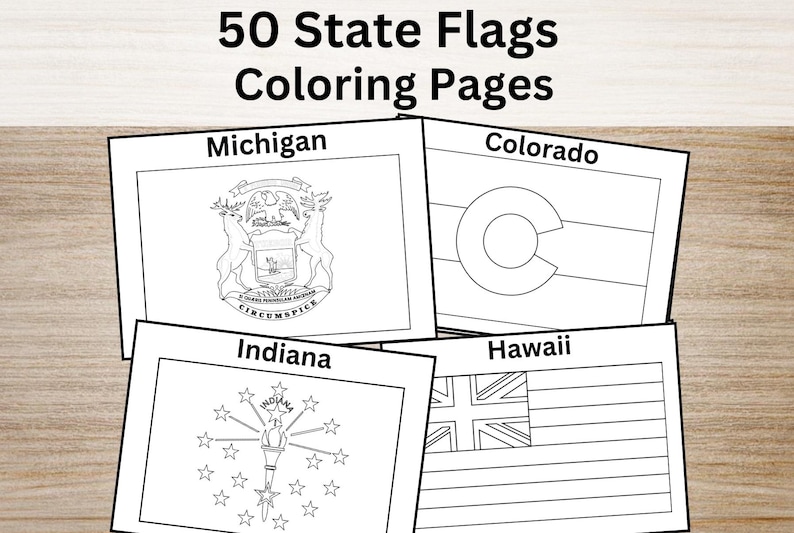 US State Flags Coloring Pages | 50 Instantly Printable Sheets (PDF ...