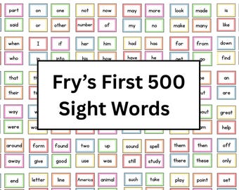 Tarjetas de vocabulario de 500 palabras a simple vista de Fry / 1.º 100, 2.º 100, 3.º 100, 4.º 100, 5.º 100 Palabras a simple vista de Fry / Palabras a simple vista de Fry / Palabras a simple vista para 1.º a 6.º grado