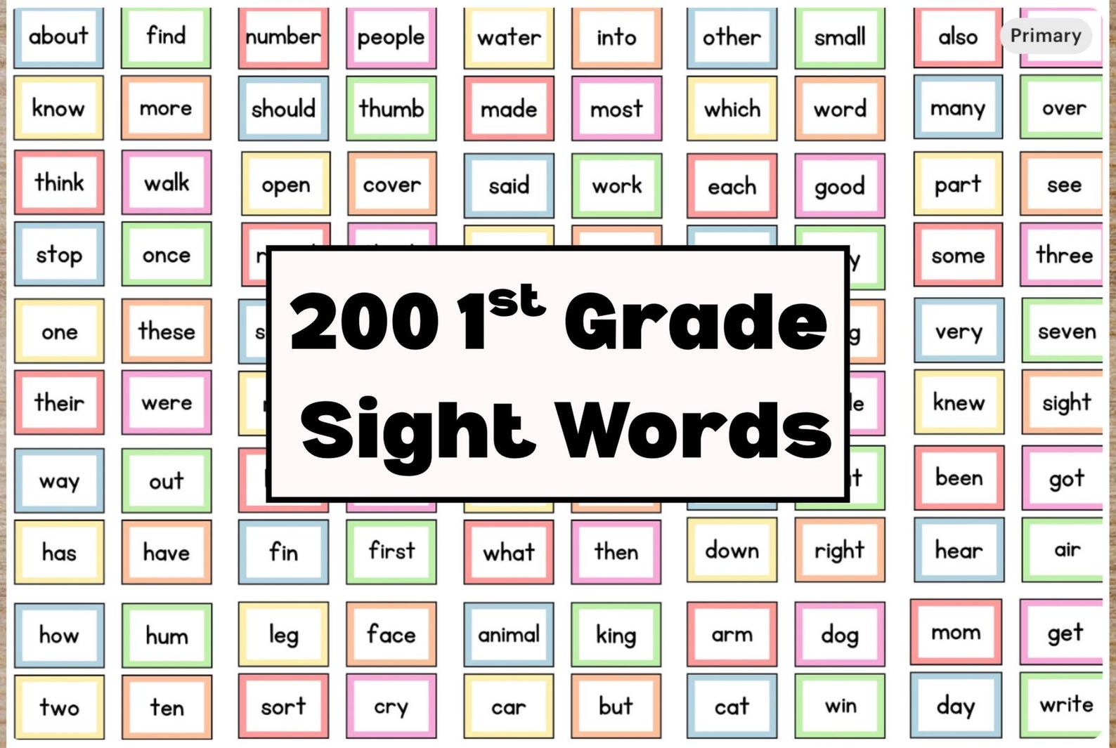 200 First Grade Sight Word Flashcards | 1st Grade Spelling Words ...