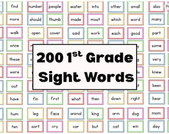 200 First Grade Sight Word Flashcards | 1st Grade Spelling Words | Printable PDF (Instant Download)