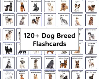 120+ Dog Breed Flashcards | Learn the Dog Breeds of the World | Dog Fun Facts Poster | Dog Breed Reveal Game | Dog Breeds Flash Cards