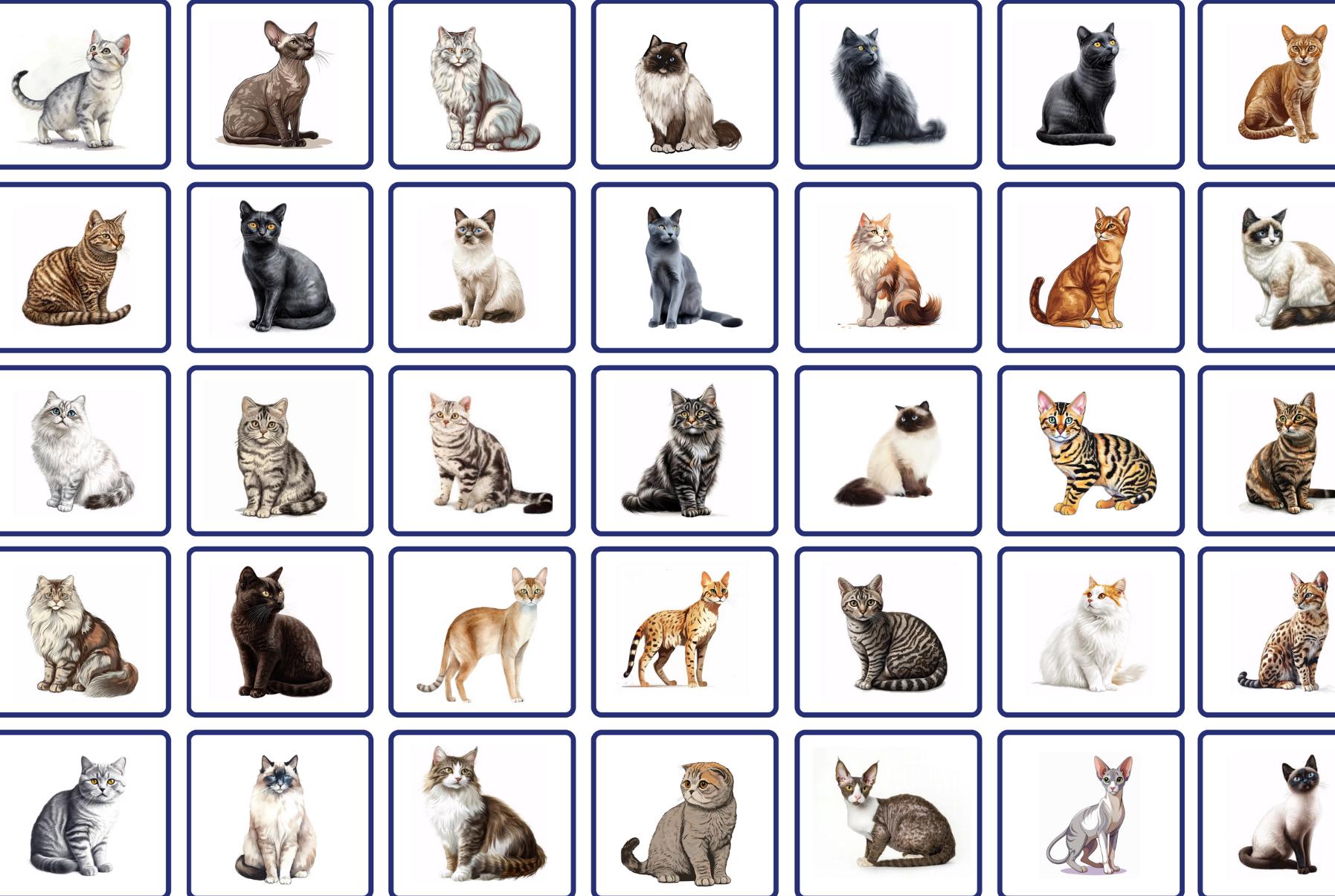 Cat Fun Fact Flashcards | Learn 45 Different Cat Breeds | Cat Fun