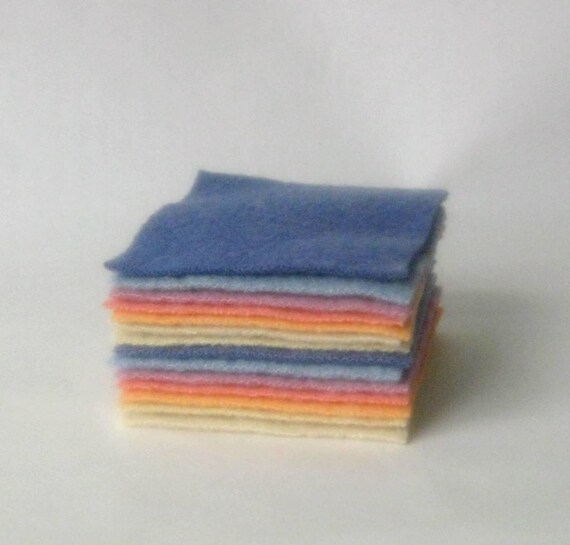 Items similar to Wool fabric craft 4x4 recycled felt squares multicolors on Etsy