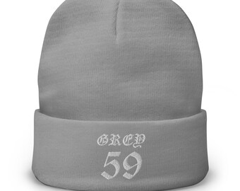 Grey 59 Embroidered Beanie Hat Merch - Etsy