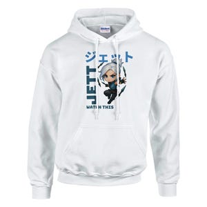 Jett Valorant Pullover Hoodie, Unisex, Gaming Apparel, Gamer Gift, valorant clothing gift, Valorant Gift Valorant Merch, Jett