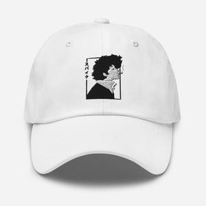 Spike Spiegel Black and white Embroidered Dad Hat, Baseball Cap - Cowboy Bebop Anime Merch