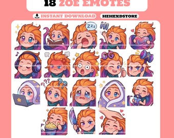 18 Zoe League Of Legends-emotes voor Twitch en Discord!