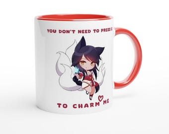 Ahri 'Charm Me' Coffee Mug, League of Legends Gamer Gift Cup