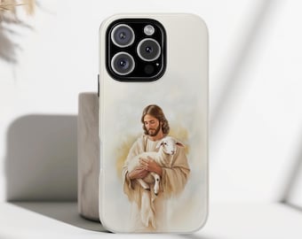Jesus and the Lost Lamb Phone Case Gift, Good Shepherd Christian Tough Phone Cases for iPhone Samsung Galaxy Google Pixel, Faith Jesus Gifts