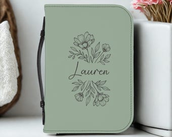 Funda bíblica personalizada, estuche floral personalizado con asa para mamá cristiana, estuche con cremallera para cuaderno, regalo de fe de Jesús para mamá.