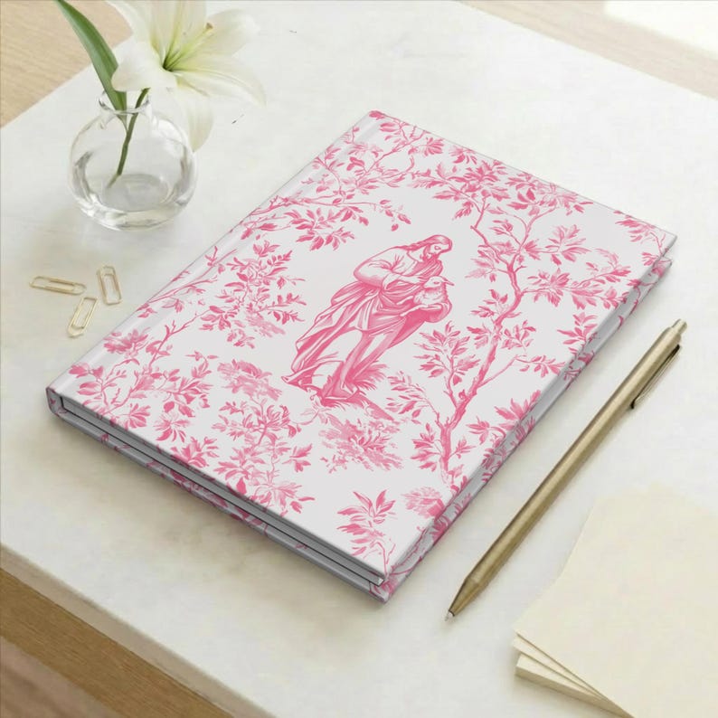 Personlig bönejournal med Jesus och det förlorade lammet, kokett kristen fransk toile-anteckningsbok, present till ny troende, trospresent till mamma och dotter bild 7