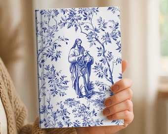 Anpassad Toile-bönejournal med Jesus och det förlorade lammet, personlig kristen fransk Toile-anteckningsbok, ny troende Toile de Jouy-gåva till mamma