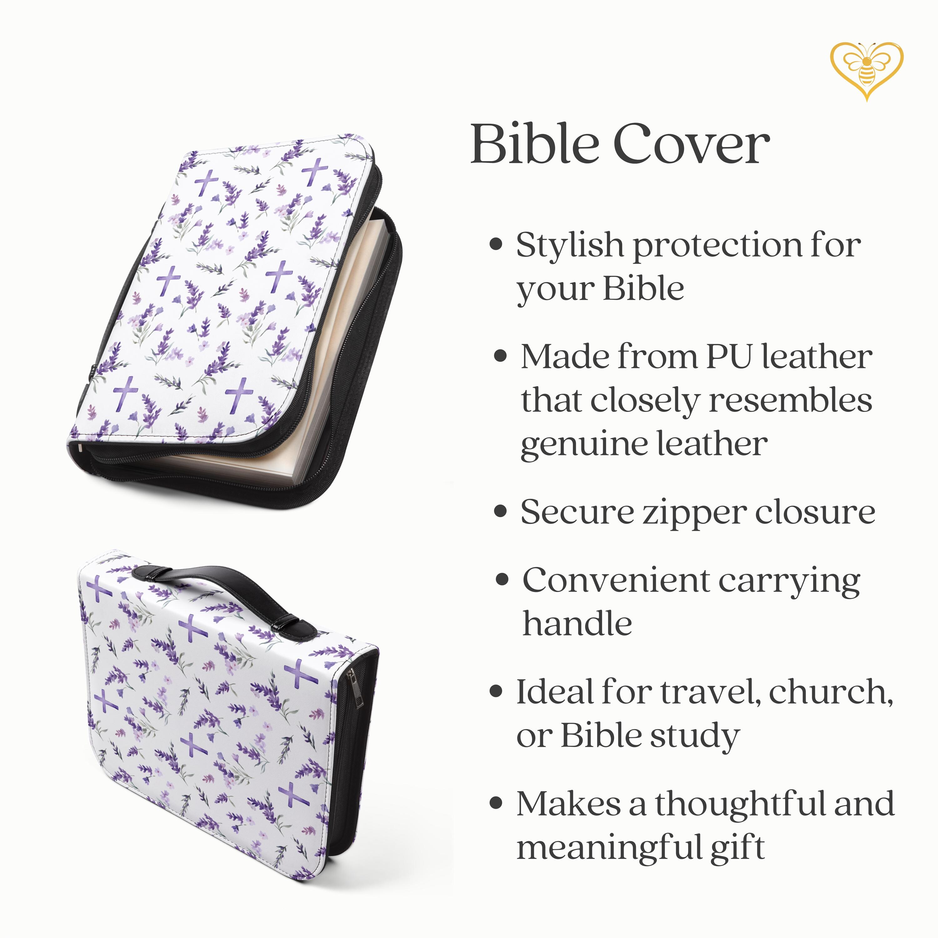 Lavender Floral Bible Cover, Christian Bible Case for Women Bible ...